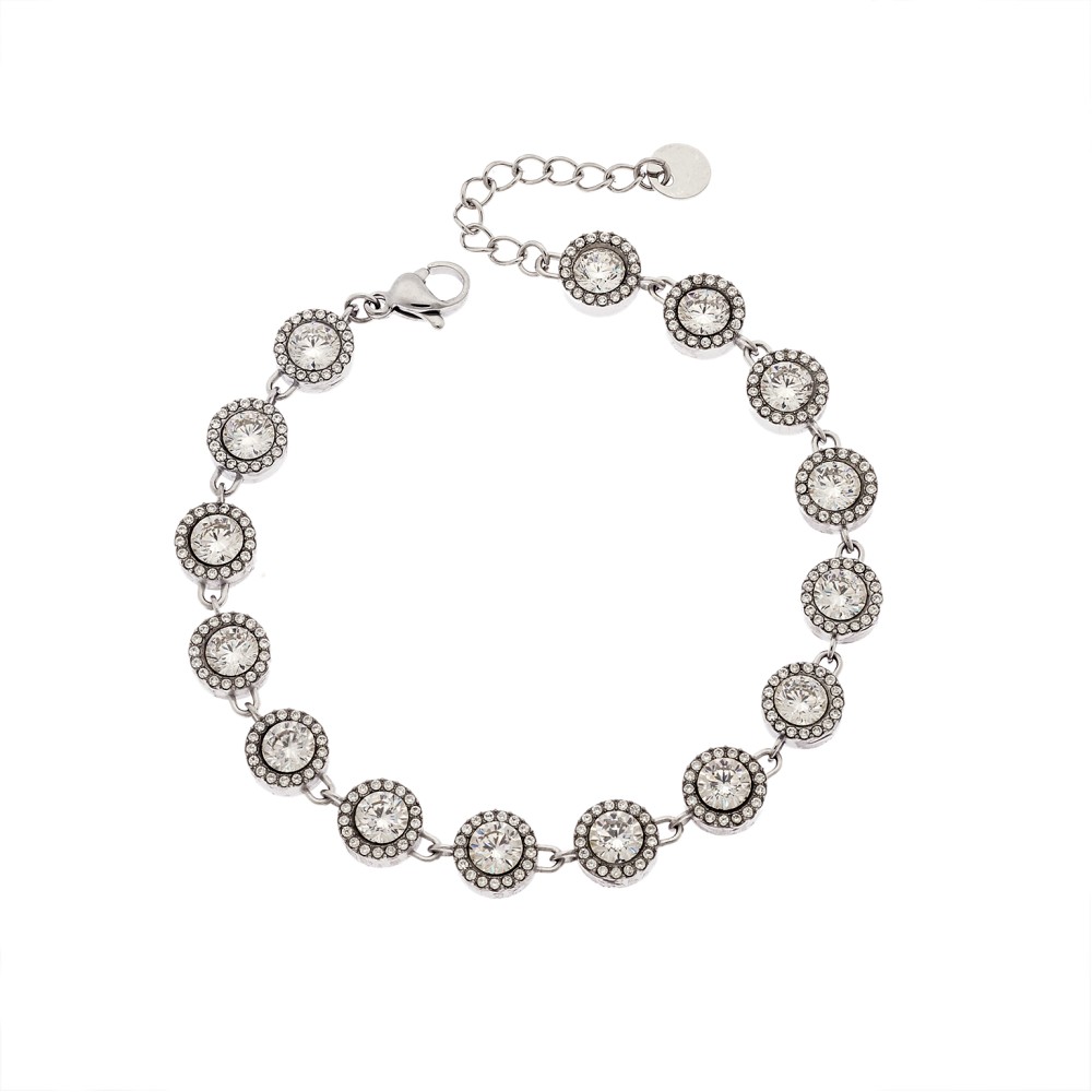 Βραχιόλι Γυναικείο SENZA Stainless Steel , ριβιέρα με στρογγυλή πέτρα - SSD6009SR