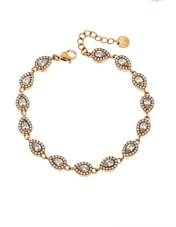 Βραχιόλι Γυναικείο SENZA Stainless Steel Gold Plated, ριβιέρα με πέτρα δάκρυ - SSD6010GD