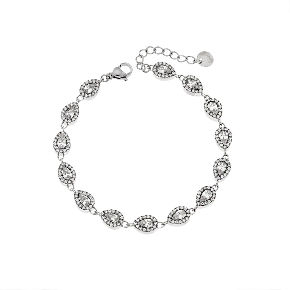 Βραχιόλι Γυναικείο SENZA Stainless Steel , ριβιέρα με πέτρα δάκρυ - SSD6010SR