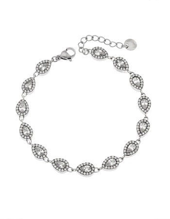 Βραχιόλι Γυναικείο SENZA Stainless Steel , ριβιέρα με πέτρα δάκρυ - SSD6010SR