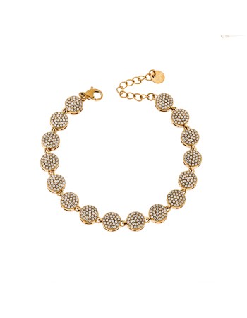 Βραχιόλι Γυναικείο SENZA Stainless Steel Gold Plated, ριβιέρα με στρογγυλα στοιχεία και πέτρες