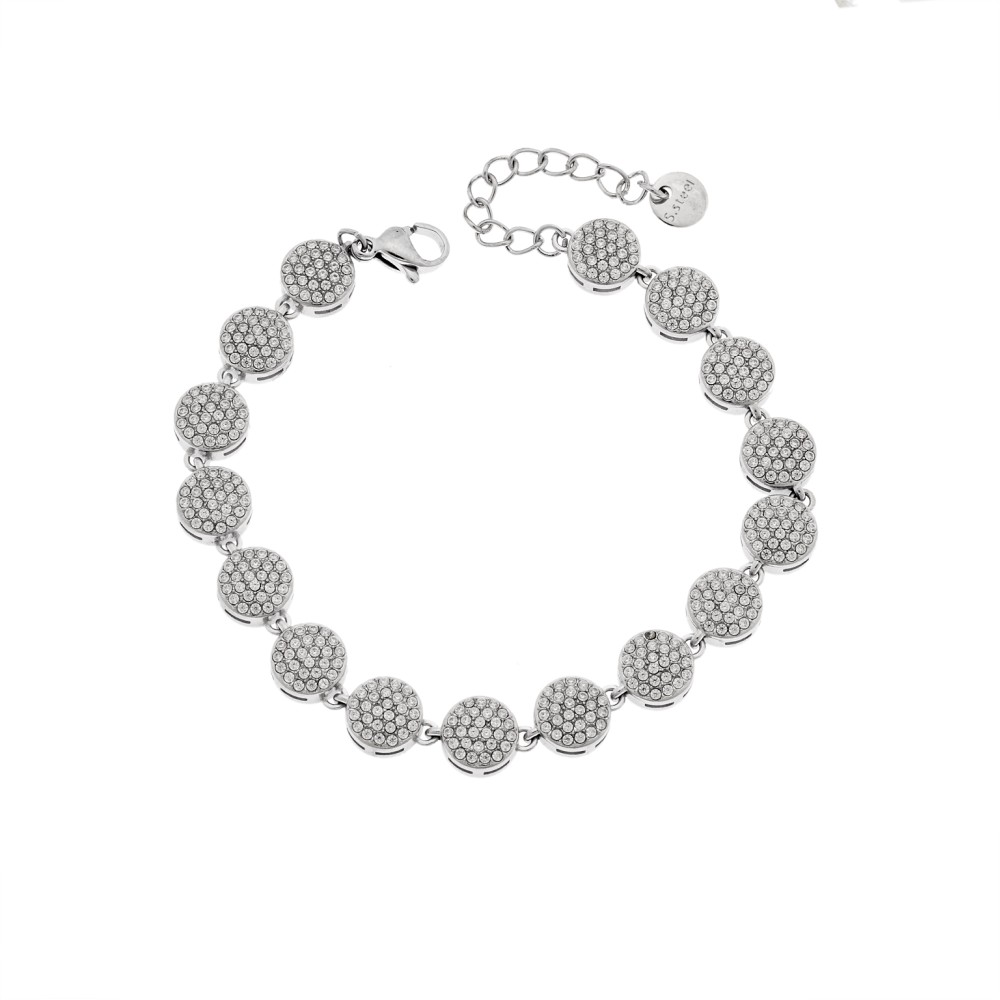 Βραχιόλι Γυναικείο SENZA Stainless Steel , ριβιέρα με στρογγυλα στοιχεία και πέτρες - SSD6011SR