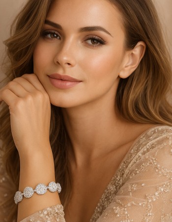 Βραχιόλι Γυναικείο SENZA Stainless Steel , ριβιέρα με στρογγυλα στοιχεία και πέτρες - SSD6011SR