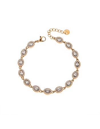 Βραχιόλι Γυναικείο SENZA Stainless Steel Gold Plated, ριβιέρα με οβάλ πέτρες