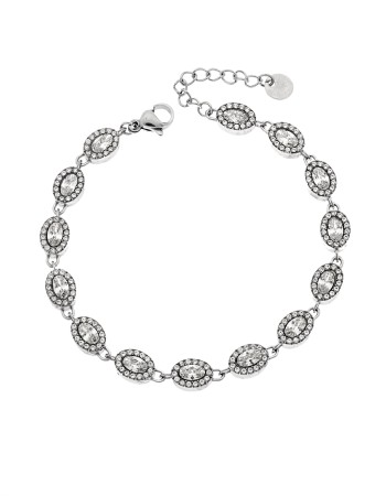 Βραχιόλι Γυναικείο SENZA Stainless Steel ,  ριβιέρα με οβάλ πέτρες - SSD6012SR