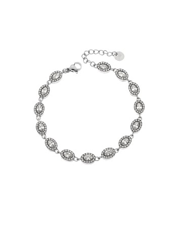 Βραχιόλι Γυναικείο SENZA Stainless Steel ,  ριβιέρα με οβάλ πέτρες - SSD6012SR