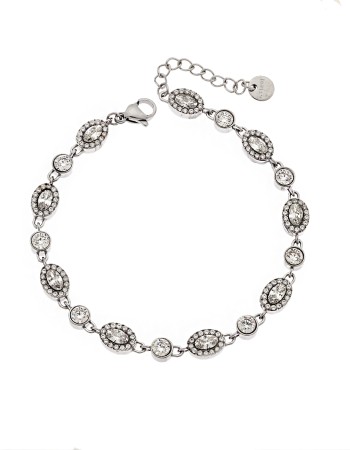 Βραχιόλι Γυναικείο SENZA Stainless Steel , ριβιέρα με οβάλ και στρογγυλές πέτρες - SSD6013SR