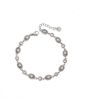 Βραχιόλι Γυναικείο SENZA Stainless Steel , ριβιέρα με οβάλ και στρογγυλές πέτρες - SSD6013SR