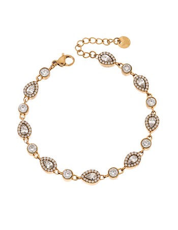 Βραχιόλι Γυναικείο SENZA Stainless Steel Gold Plated , ριβιέρα με οβάλ πέτρες - SSD6015GD