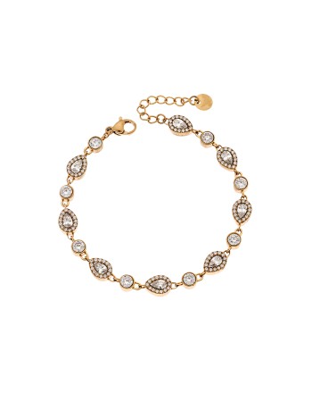 Βραχιόλι Γυναικείο SENZA Stainless Steel Gold Plated , ριβιέρα με οβάλ πέτρες - SSD6015GD