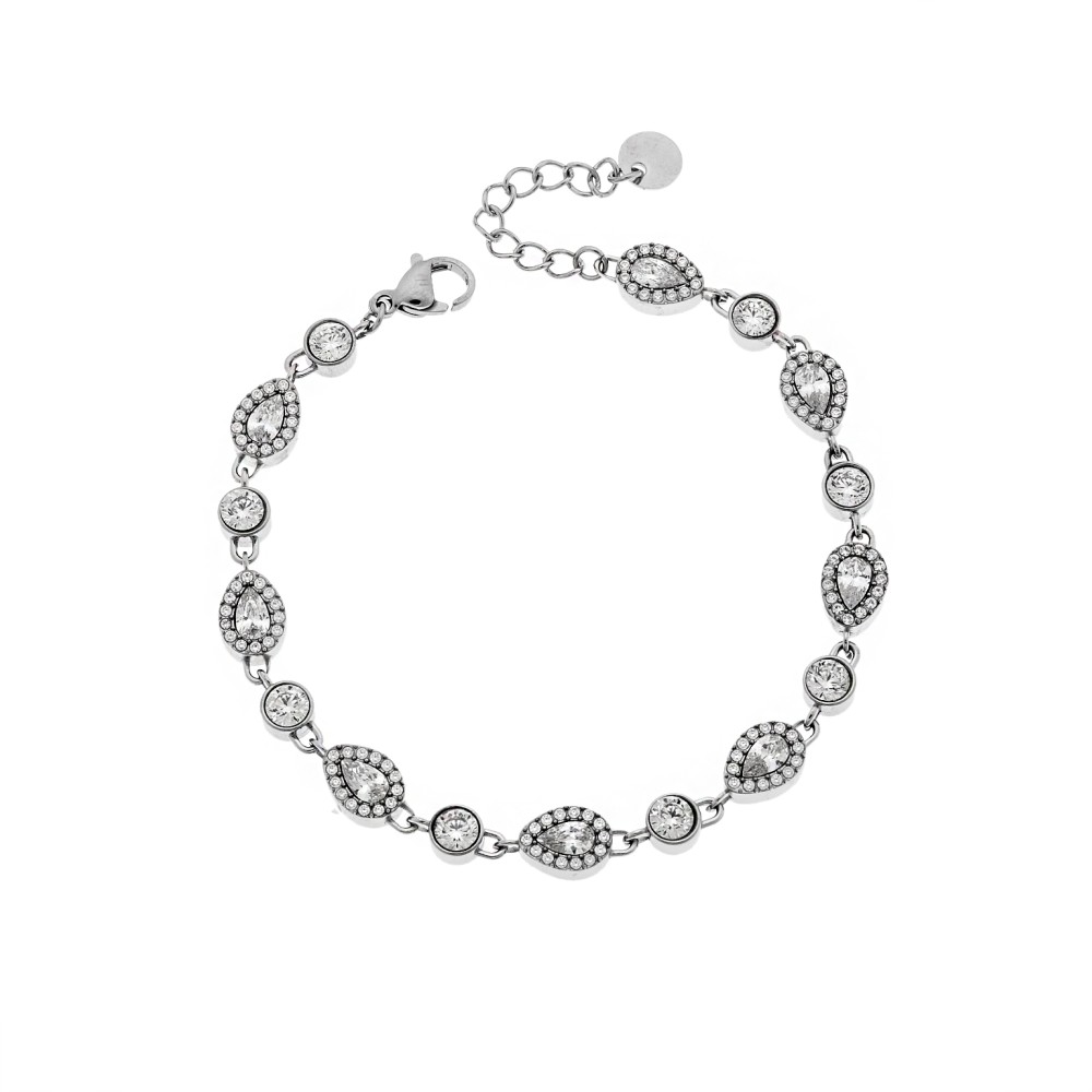 Βραχιόλι Γυναικείο SENZA Stainless Steel , ριβιέρα με οβάλ πέτρες - SSD6015SR