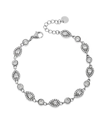 Βραχιόλι Γυναικείο SENZA Stainless Steel , ριβιέρα με οβάλ πέτρες - SSD6015SR
