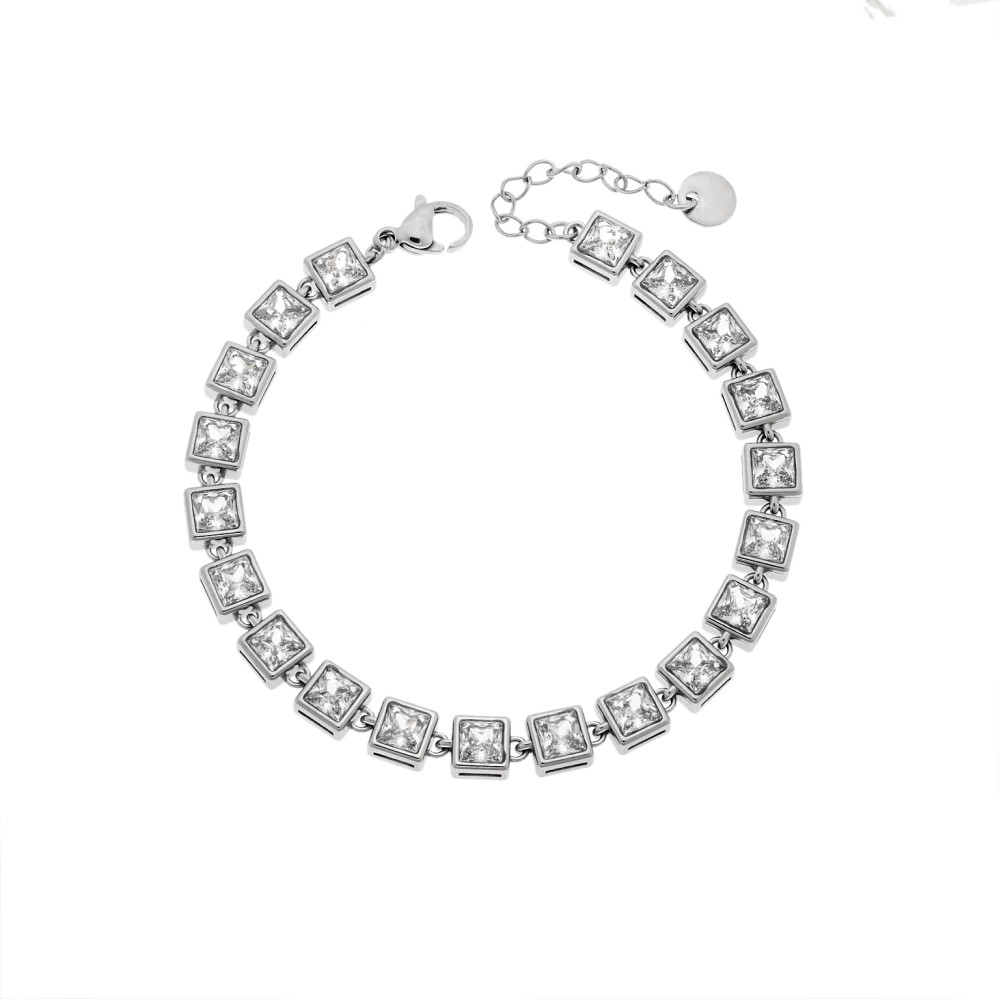 Βραχιόλι Γυναικείο SENZA Stainless Steel , ριβιέρα με τετράγωνες πέτρες - SSD6016SR