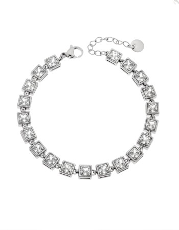 Βραχιόλι Γυναικείο SENZA Stainless Steel , ριβιέρα με τετράγωνες πέτρες - SSD6016SR
