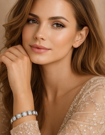 Βραχιόλι Γυναικείο SENZA Stainless Steel , ριβιέρα με τετράγωνες πέτρες - SSD6016SR