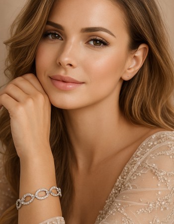 Βραχιόλι Γυναικείο SENZA Stainless Steel , με στρογγυλά στοιχεία και πέτρες - SSD6017SR