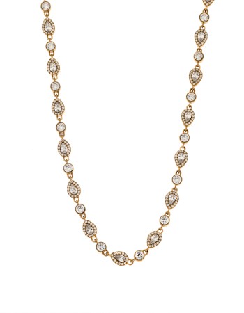 Κολίε Γυναικείο SENZA Stainless Steel Gold Plated, ριβιέρα με οβάλ πέτρες - SSD6019GD