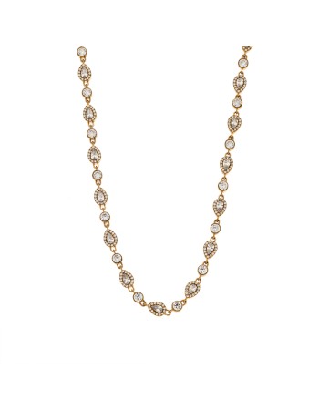 Κολίε Γυναικείο SENZA Stainless Steel Gold Plated, ριβιέρα με οβάλ πέτρες