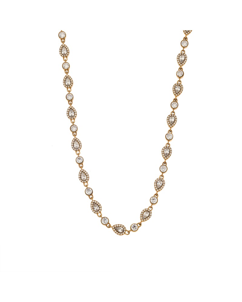 Κολίε Γυναικείο SENZA Stainless Steel Gold Plated, ριβιέρα με οβάλ πέτρες