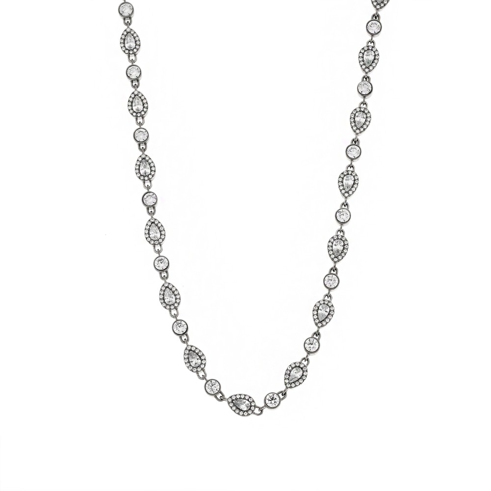 Κολίε Γυναικείο SENZA Stainless Steel , ριβιέρα με οβάλ πέτρες - SSD6019SR