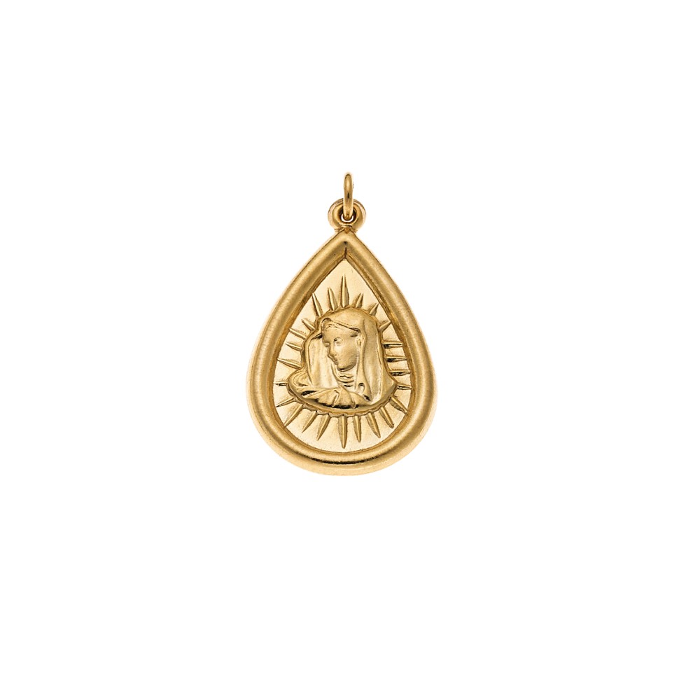 Μοτίφ SENZA κίτρινο επιχρυσωμένο ασήμι 925, σχήμα δάκρυ Παναγίτσα - SSE0020MF