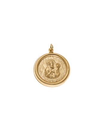 Μοτίφ SENZA κίτρινο επιχρυσωμένο ασήμι 925, στρογγυλή Παναγίτσα - SSE0023MF