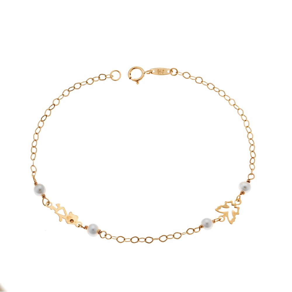 Βραχιόλι SENZA χρυσό 9Κ με πεταλούδα και κοριτσάκι - SSE0032