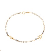 Βραχιόλι SENZA χρυσό 9Κ με πεταλούδα και κοριτσάκι - SSE0032