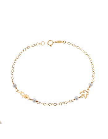 Βραχιόλι SENZA χρυσό 9Κ με πεταλούδα και κοριτσάκι - SSE0032