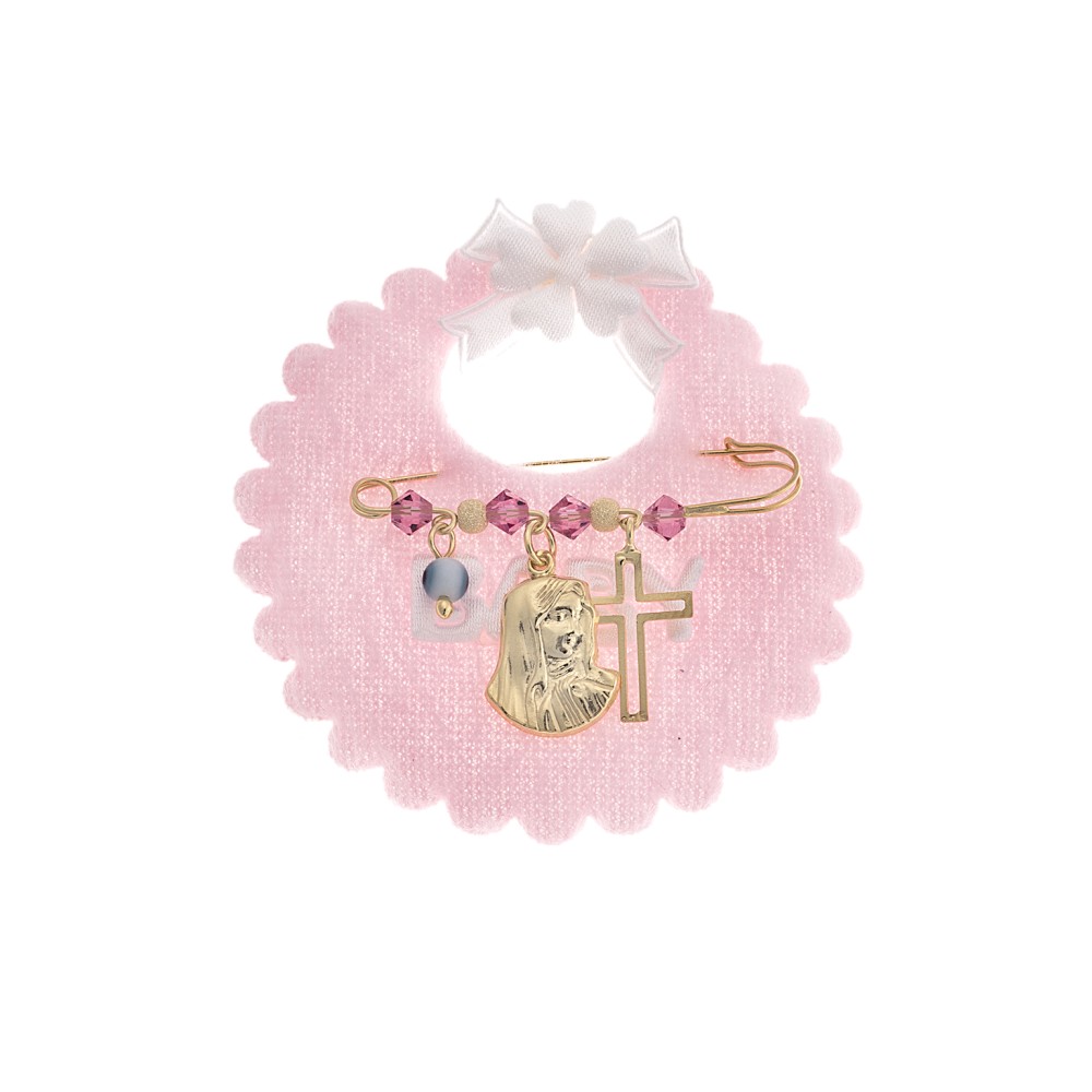 Παραμάνα SENZA κίτρινο επιχρυσωμένο ασήμι 925, με απεικόνιση, σταυρός, ματάκι και πέτρες - SSE0067FU