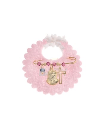 Παραμάνα SENZA κίτρινο επιχρυσωμένο ασήμι 925, με απεικόνιση, σταυρός, ματάκι και πέτρες - SSE0067FU