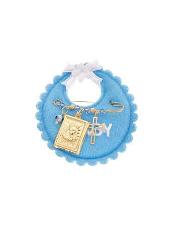 Παραμάνα SENZA κίτρινο επιχρυσωμένο ασήμι 925, απεικόνιση, σταυρός, ματάκι και πέτρες - SSE0074BL