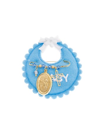 Παραμάνα SENZA κίτρινο επιχρυσωμένο ασήμι 925, οβάλ απεικόνιση, σταυρός, ματάκι και πέτρες - SSE0076BL