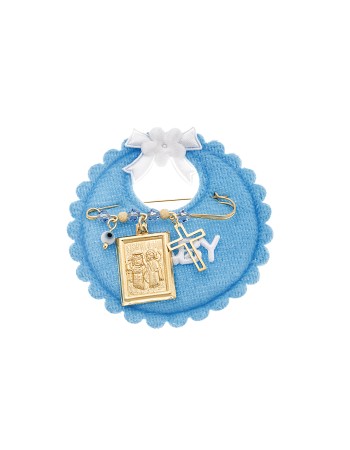 Παραμάνα SENZA κίτρινο επιχρυσωμένο ασήμι 925, απεικόνιση, σταυρός, ματάκι και πέτρες - SSE0079BL