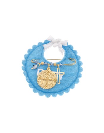 Παραμάνα SENZA κίτρινο επιχρυσωμένο ασήμι 925, στρογγυλό Κωνσταντινάτο, σταυρός, ματάκι και πέτρες - SSE0080BL