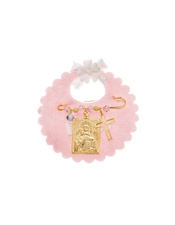 Παραμάνα SENZA κίτρινο επιχρυσωμένο ασήμι 925, απεικόνιση, σταυρός, ματάκι και πέτρες - SSE0084PK