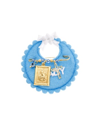 Παραμάνα SENZA κίτρινο επιχρυσωμένο ασήμι 925, απεικόνιση, σταυρός, ματάκι και πέτρες - SSE0085BL