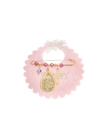 Παραμάνα SENZA κίτρινο επιχρυσωμένο ασήμι 925, σχήμα δάκρυ Παναγίτσα, σταυρός, ματάκι και πέτρες - SSE0086FU