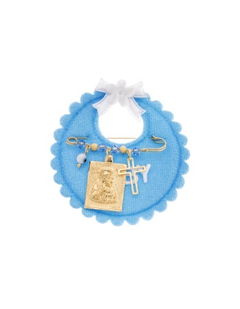 Παραμάνα SENZA κίτρινο επιχρυσωμένο ασήμι 925, τετράγωνη απεικόνιση, σταυρός, ματάκι και πέτρες - SSE0089BL