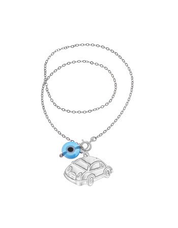 Γούρι Αυτοκινήτου Ασήμι 925 , αυτοκίνητο και ματάκι - SSE0095LB