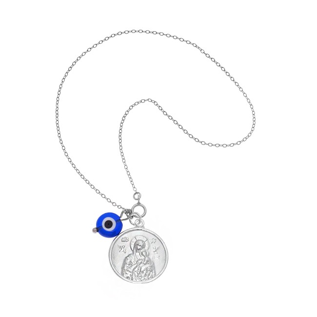 Γούρι Αυτοκινήτου Ασήμι 925 , Παναγίτσα, Άγιος Χριστόφορος και ματάκι - SSE0098BL