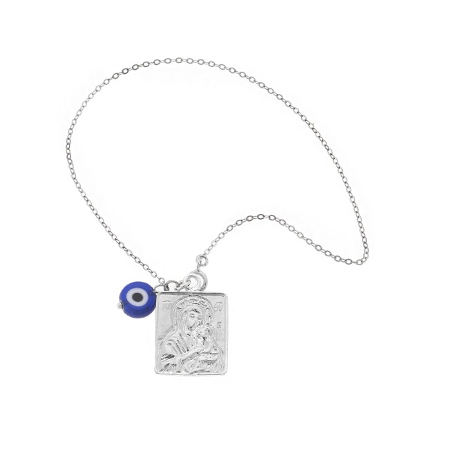 Γούρι Αυτοκινήτου Ασήμι 925 , Παναγίτσα, Άγιος Χριστόφορος και ματάκι - SSE0099BL