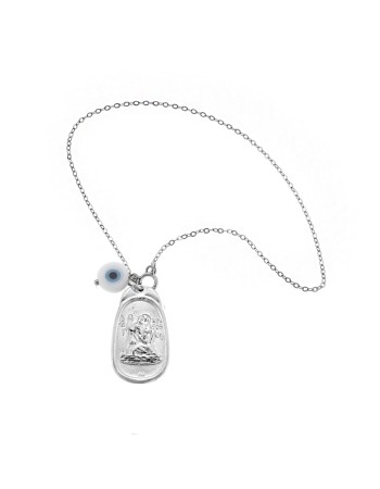 Γούρι Αυτοκινήτου Ασήμι 925 , Παναγίτσα, Άγιος Χριστόφορος και ματάκι - SSE0101WH