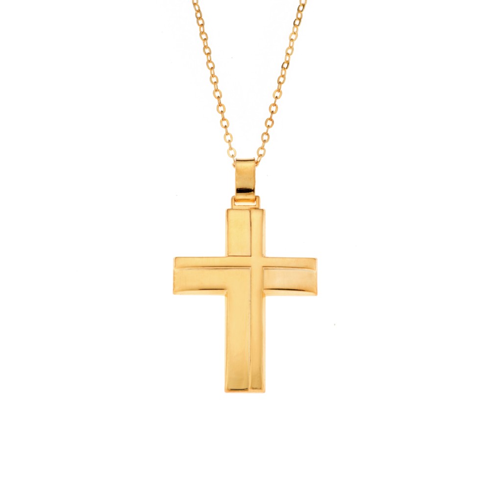 Μενταγιόν Senza επιχρυσωμένο ασήμι 925, σταυρός - SSE0104GD