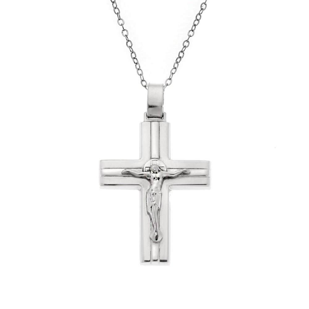 Μενταγιόν Senza ασήμι 925, σταυρός με τον Εσταυρωμένο - SSE0105SR