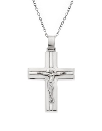 Μενταγιόν Senza ασήμι 925, σταυρός με τον Εσταυρωμένο - SSE0105SR