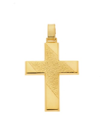 Μενταγιόν Senza επιχρυσωμένο ασήμι 925, σταυρός με σχέδιο - SSE0111GD