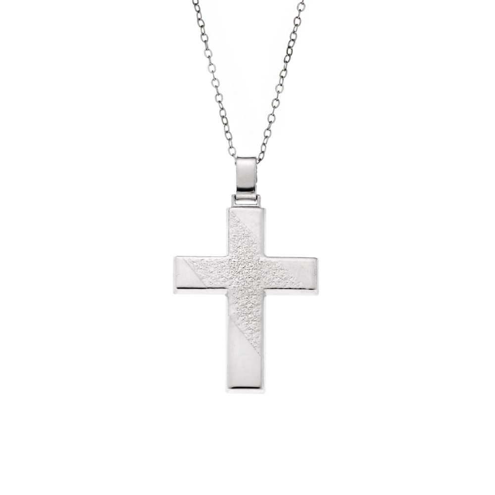 Μενταγιόν Senza ασήμι 925, σταυρός με σχέδιο - SSE0111SR