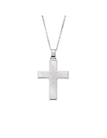 Μενταγιόν Senza ασήμι 925, σταυρός με σχέδιο - SSE0111SR