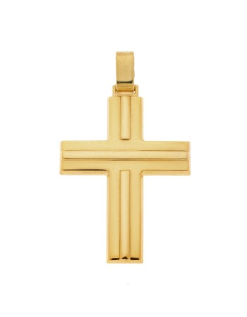 Μενταγιόν Senza επιχρυσωμένο ασήμι 925, σταυρός με σχέδιο - SSE0112GD